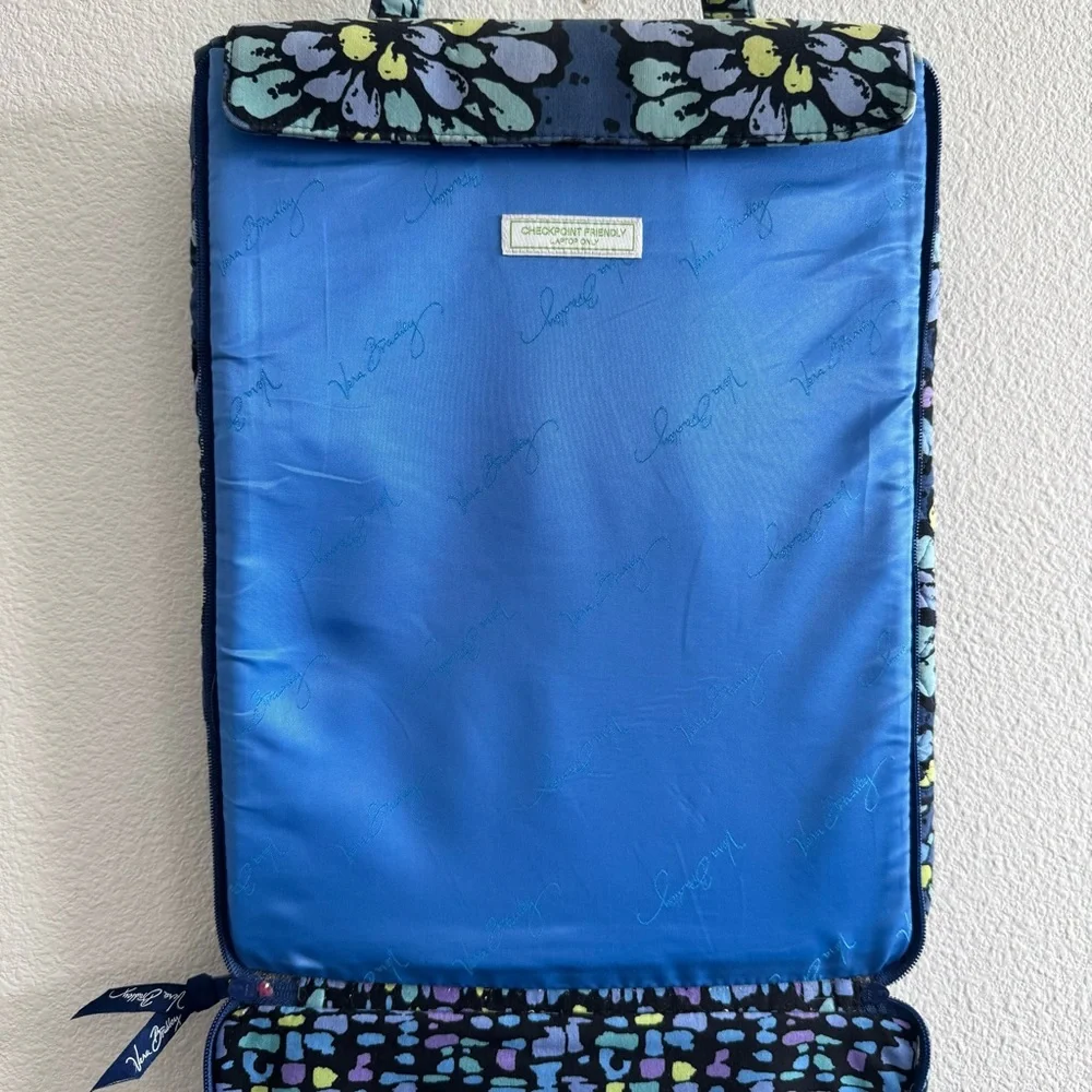 Vera Bradley Indigo Pop Checkpoint Friendly Laptop Tote Bag Blue Floral Fall